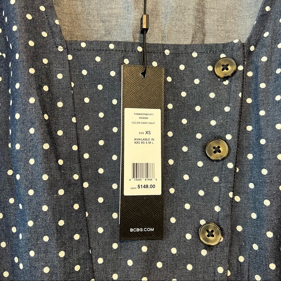 NWT BCBGMaxAzria Puff Sleeve Polka Dot Dress XS - Picture 5 of 9